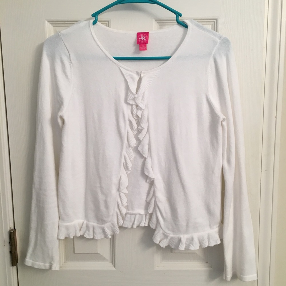 White sweater/Open front cardigan